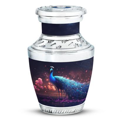 Regal 3-inch Peacock Cremation Urn Made from Aluminium.