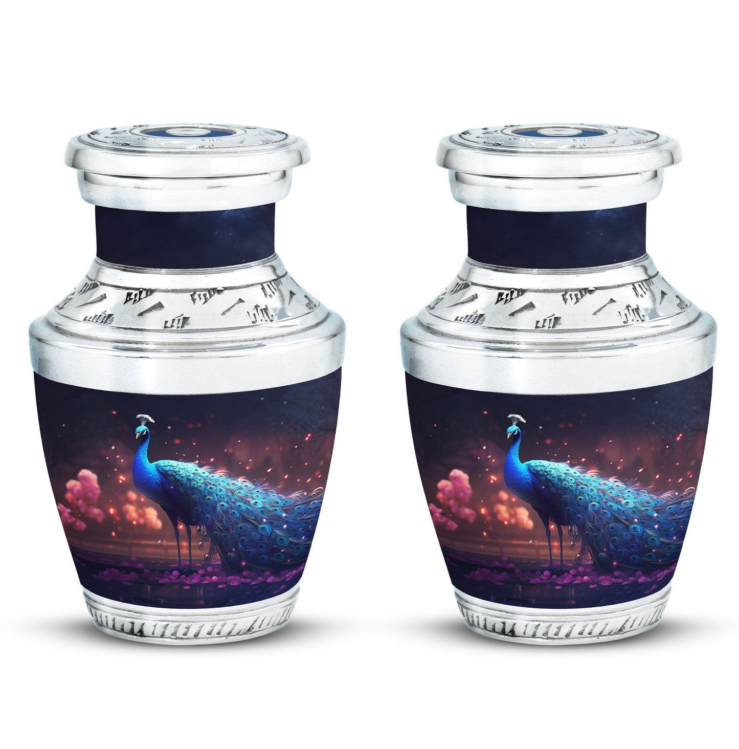 Regal 3-inch Peacock Cremation Urn Made from Aluminium.