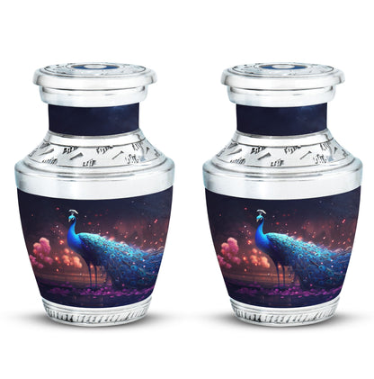 Regal 3-inch Peacock Cremation Urn Made from Aluminium.