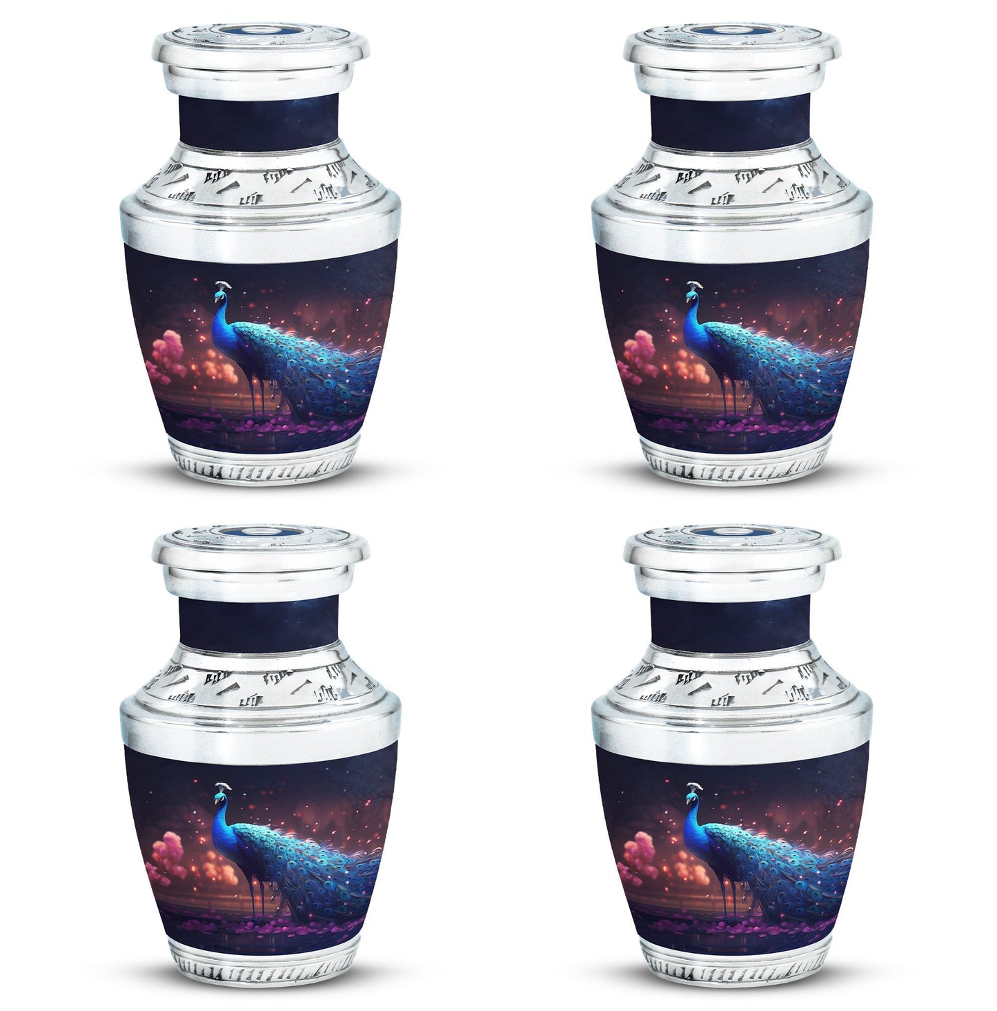 Regal 3-inch Peacock Cremation Urn Made from Aluminium.