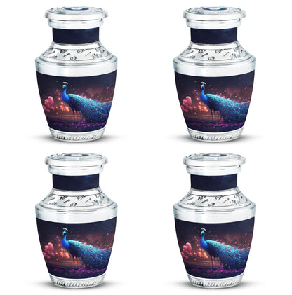Regal 3-inch Peacock Cremation Urn Made from Aluminium.