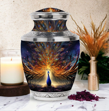 Classic Peacock Urn for Mother's ashes.