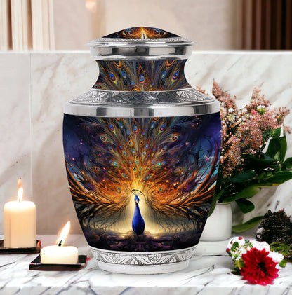 Classic Peacock Urn for Mother's ashes.