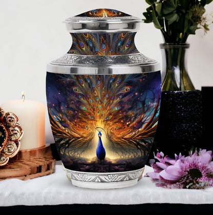 Classic Peacock Urn for Mother's ashes.