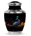 Classic Peacock Urn, large Aluminum Memorial Urn for Ashes.