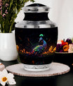 Classic Peacock Urn, large Aluminum Memorial Urn for Ashes.