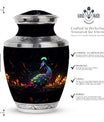 Classic Peacock Urn, large Aluminum Memorial Urn for Ashes.