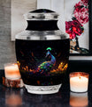 Classic Peacock Urn, large Aluminum Memorial Urn for Ashes.