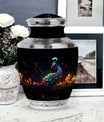 Classic Peacock Urn, large Aluminum Memorial Urn for Ashes.
