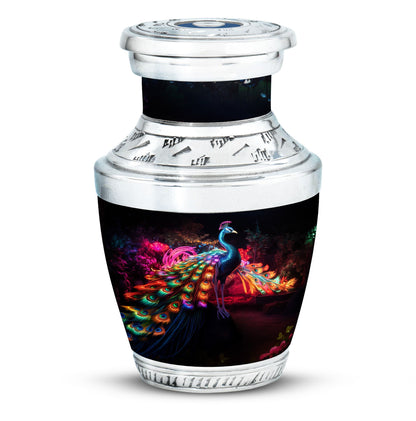 Large Peacock Cremation Urn customizable for adult ashes.