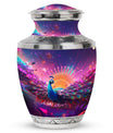 Classic Peacock Memorial Urn, Large 3 Inch Aluminium Urn.