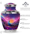 Classic Peacock Memorial Urn, Large 3 Inch Aluminium Urn.