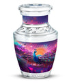 Classic Peacock Memorial Urn, Large 3 Inch Aluminium Urn.