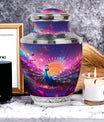 Classic Peacock Memorial Urn, Large 3 Inch Aluminium Urn.