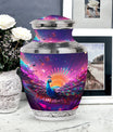 Classic Peacock Memorial Urn, Large 3 Inch Aluminium Urn.