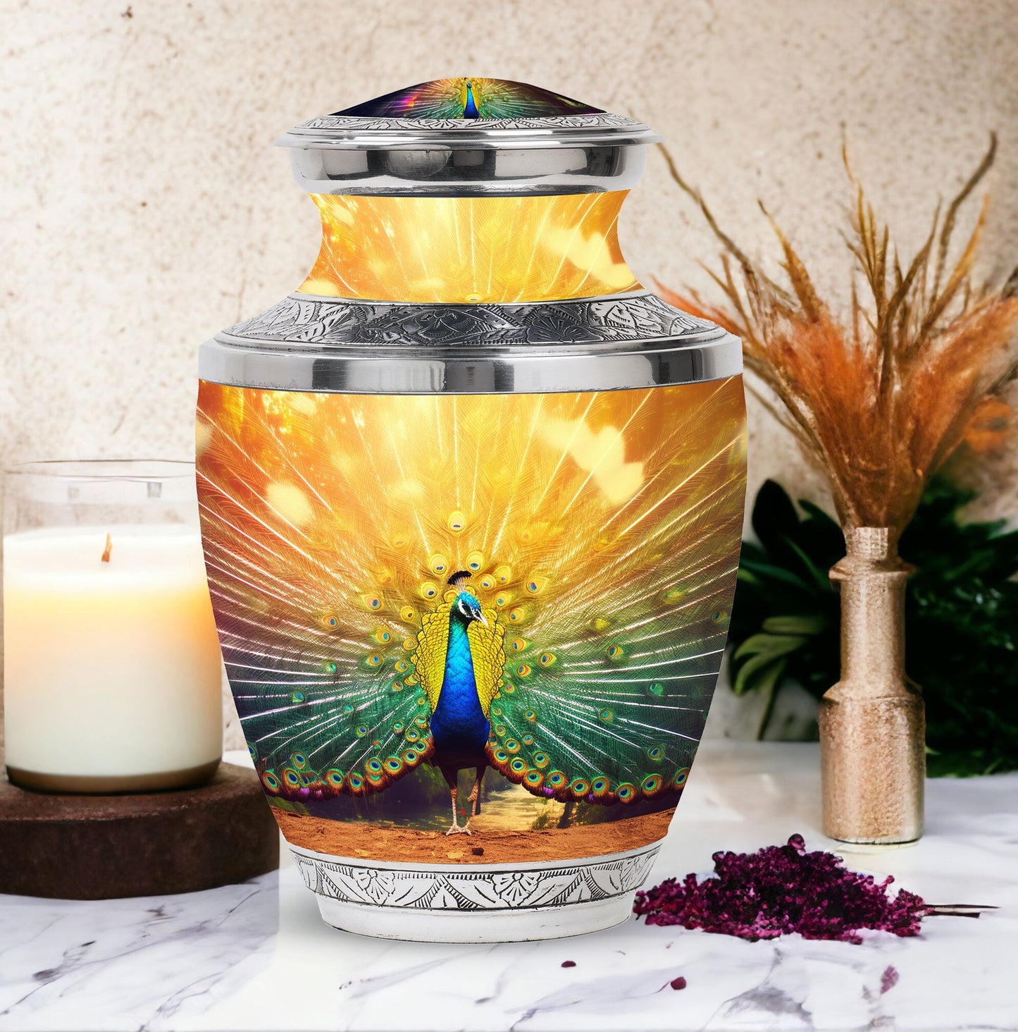 Large and Unique Peacock Urns for Human Ashes.