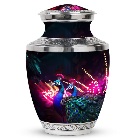 Large Classic 3-inch Peacock Cremation Urn.
