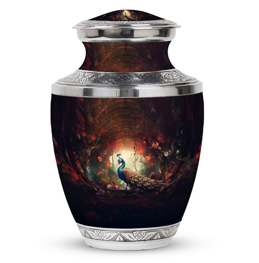 Classic Peacock Memorial Urn made of Aluminium.