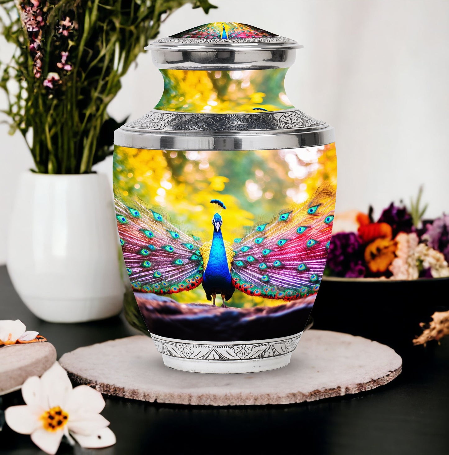 Classic 3-inch Peacock Urn for Human Ashes.