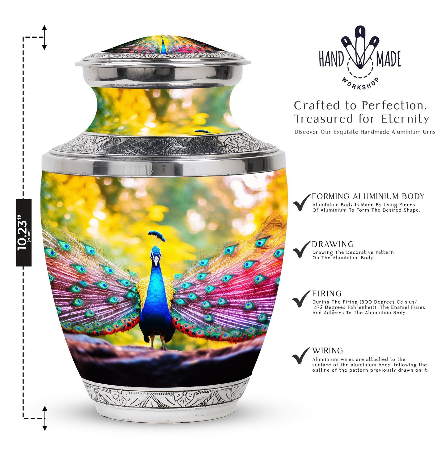 Classic 3-inch Peacock Urn for Human Ashes.