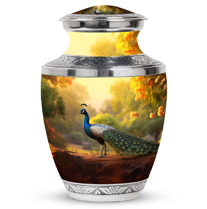 Classic 10 inch Peacock Urn made of Aluminium for cremation.