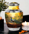 Classic 10 inch Peacock Urn made of Aluminium for cremation.