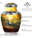 Classic 10 inch Peacock Urn made of Aluminium for cremation.