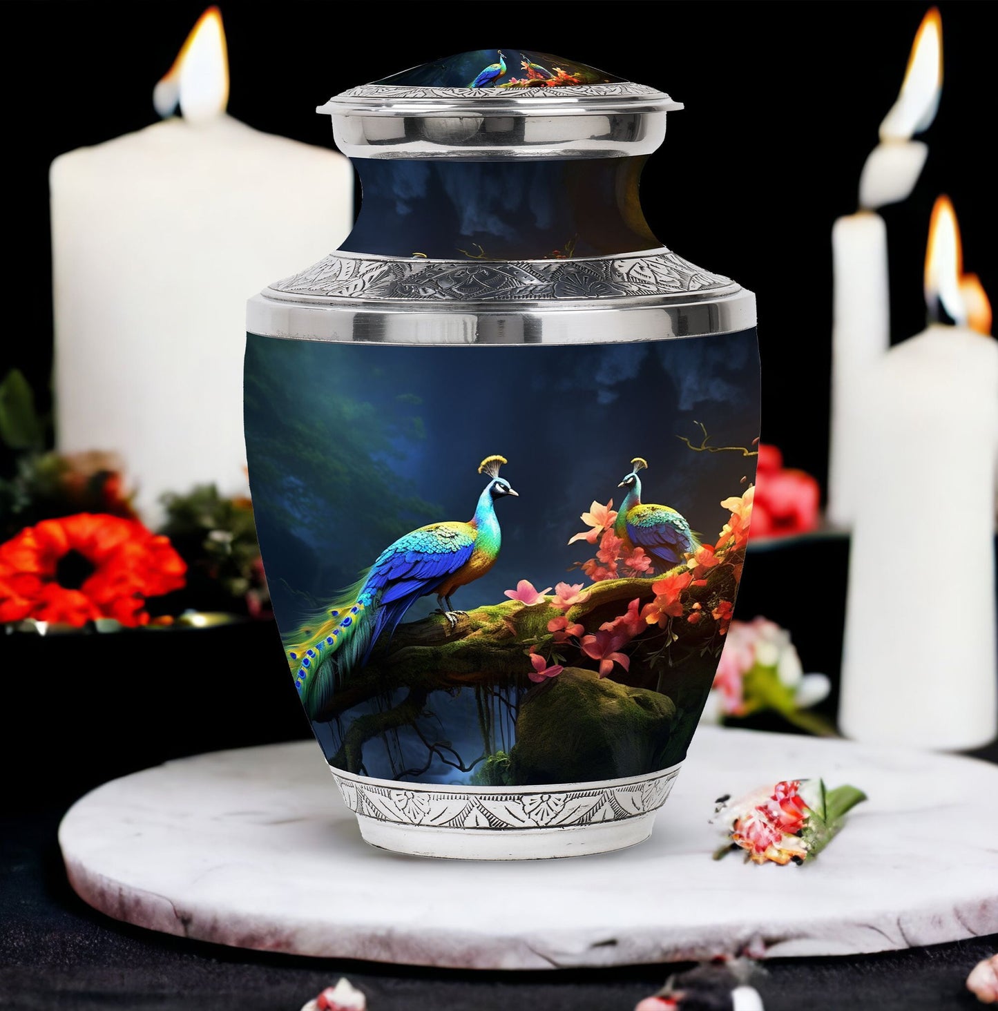 Classic 3-Inch Peacock Cremation Urn.