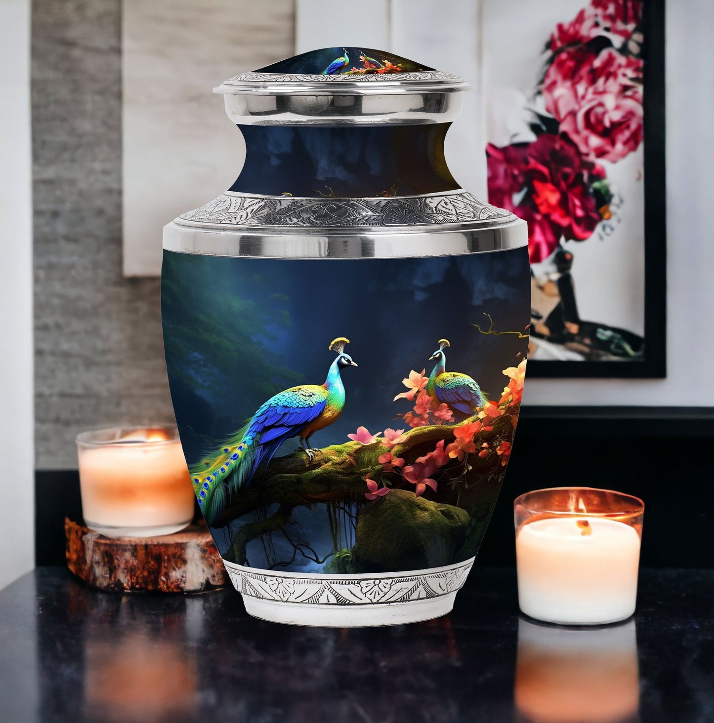 Classic 3-Inch Peacock Cremation Urn.