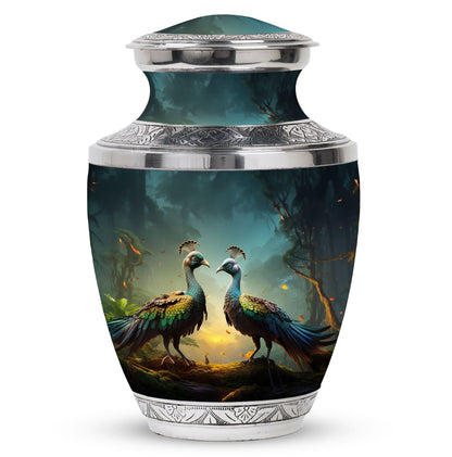 Classic 3 Inch Peacock urn for human ashes.