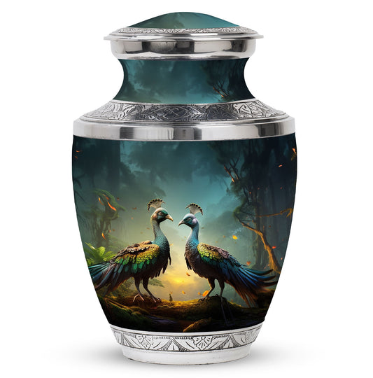 Classic 3 Inch Peacock urn for human ashes.