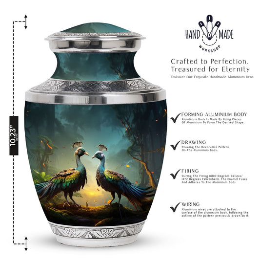Classic 3 Inch Peacock urn for human ashes.