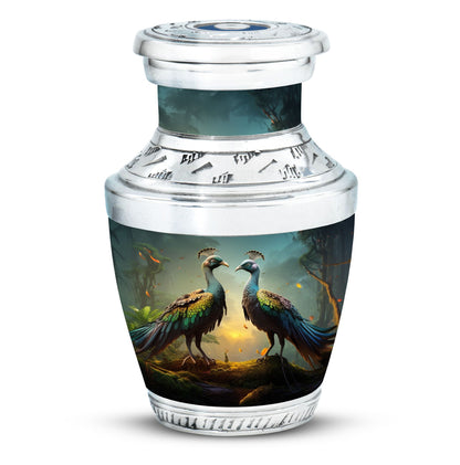 Classic 3 Inch Peacock urn for human ashes.