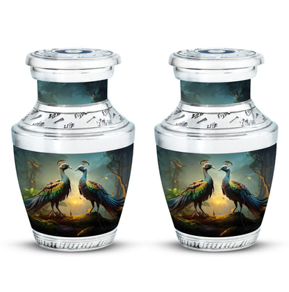 Classic 3 Inch Peacock urn for human ashes.