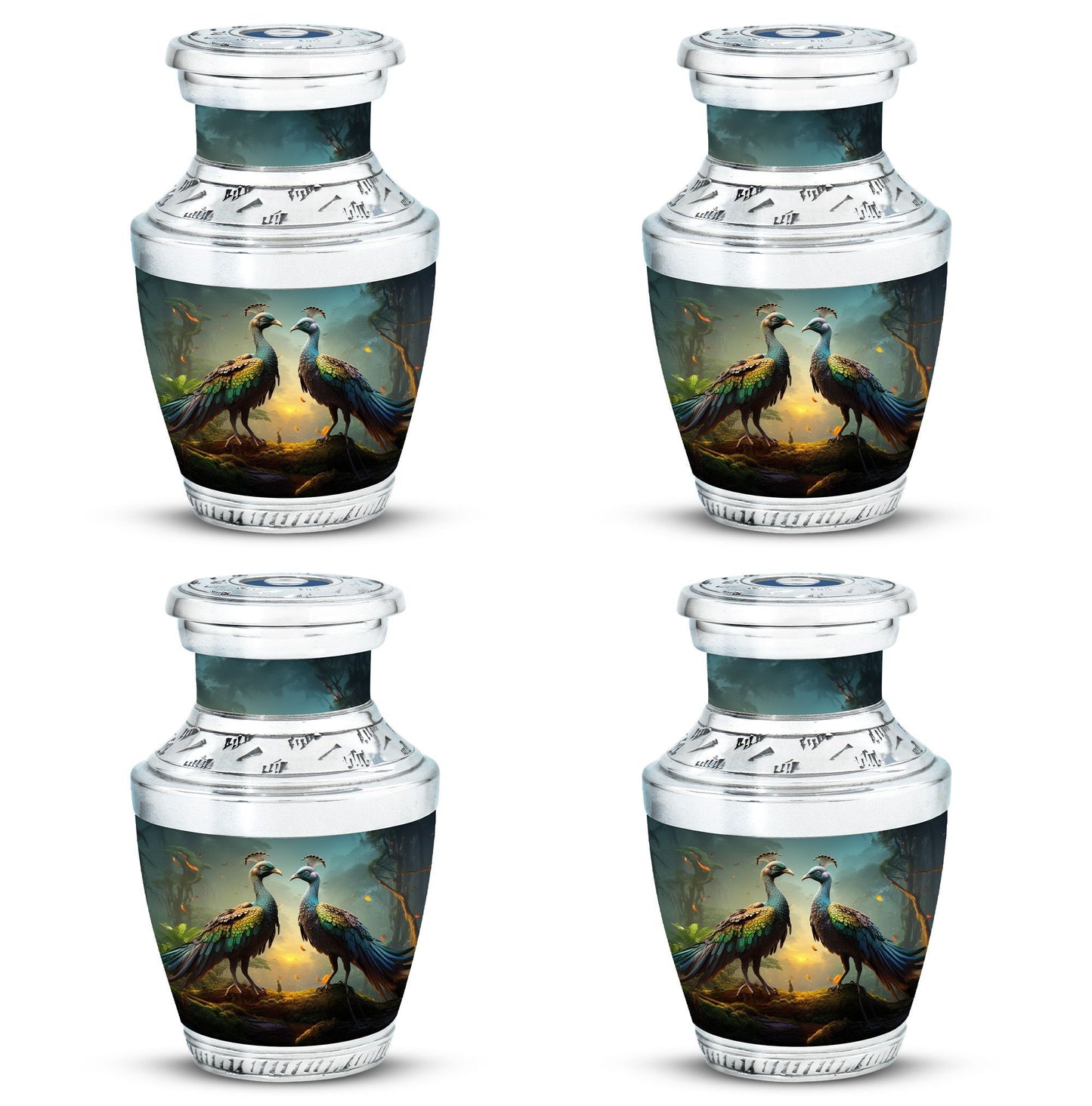 Classic 3 Inch Peacock urn for human ashes.