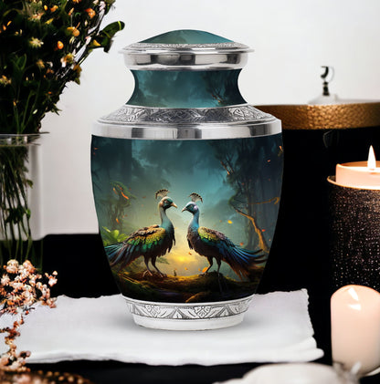 Classic 3 Inch Peacock urn for human ashes.