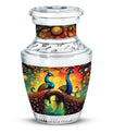 Elegant 3-inch classic large peacock urn for ashes.