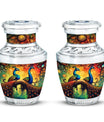 Elegant 3-inch classic large peacock urn for ashes.