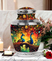 Elegant 3-inch classic large peacock urn for ashes.