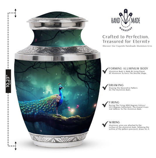 Classic Peacock Urn in Aluminium for cremation