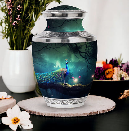 Classic Peacock Urn in Aluminium for cremation