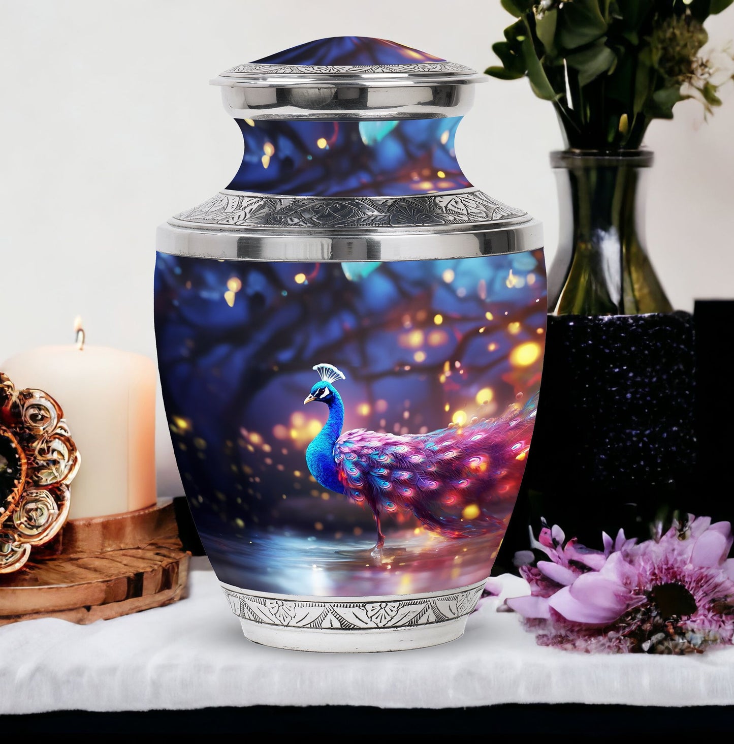 Peacock Urn for Human Ashes.