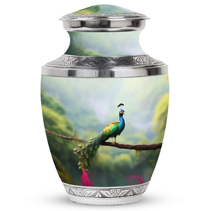 Classic 3 inch Peacock Urn for adult ashes.