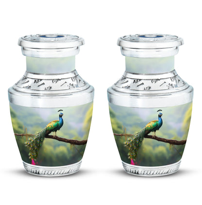Classic 3 inch Peacock Urn for adult ashes.