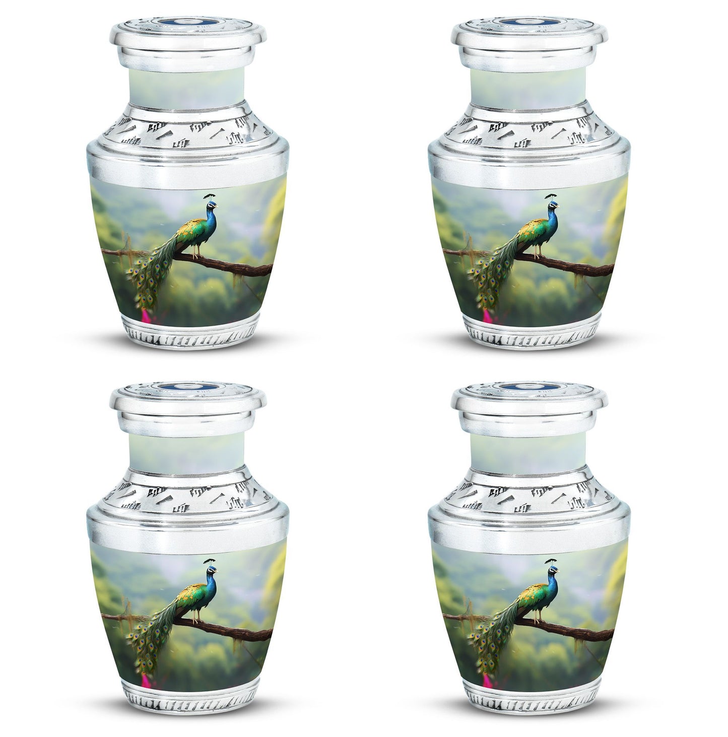 Classic 3 inch Peacock Urn for adult ashes.