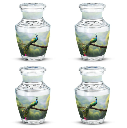 Classic 3 inch Peacock Urn for adult ashes.