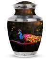 3-inch Classic Peacock Urn for ashes, customizable.