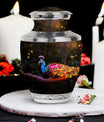 3-inch Classic Peacock Urn for ashes, customizable.