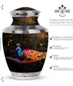 3-inch Classic Peacock Urn for ashes, customizable.