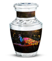 3-inch Classic Peacock Urn for ashes, customizable.